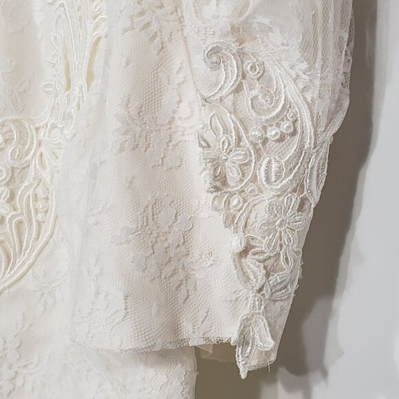 Vintage Scott McClintock White Formal Lace Gown Lined Floral pattern Size 6 - Picture 10 of 11